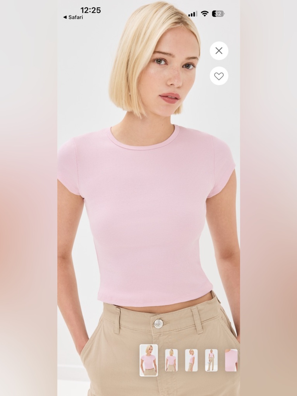 Reformation Ribbed Crop Tee - Pink